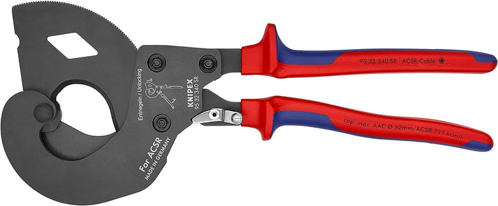 Knipex ACSR Freileitungsschneider (Ratschenprinzip) für Freileitungsseile mit Stahlkern brüniert, mi