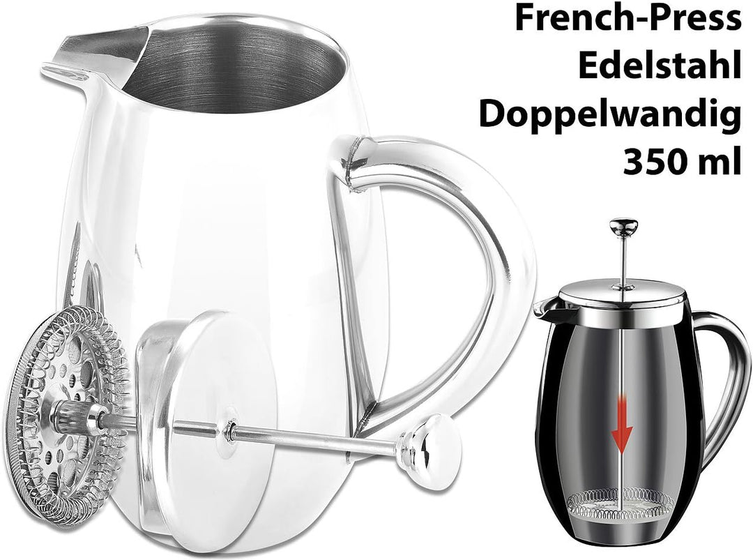 Rosenstein & Söhne French Press Thermos: Thermo-Kaffeebereiter, French-Press, Edelstahl, doppelwandi