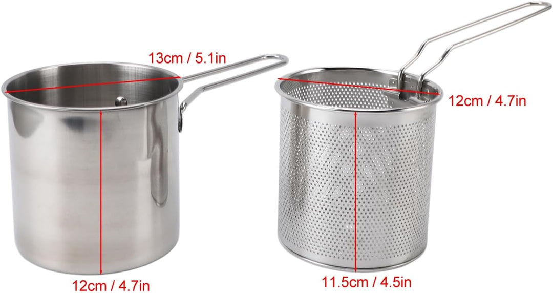 Fritteusentopf aus Edelstahl 304, Kompakter Kochtopf, Fritteuse mit Siebkorb, Multifunktionaler Mini