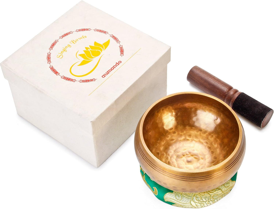 Grosse Original Tibetische Klangschale - 13cm. Klangschalen Set mit eBook, Klöppel, Klangschalenkiss