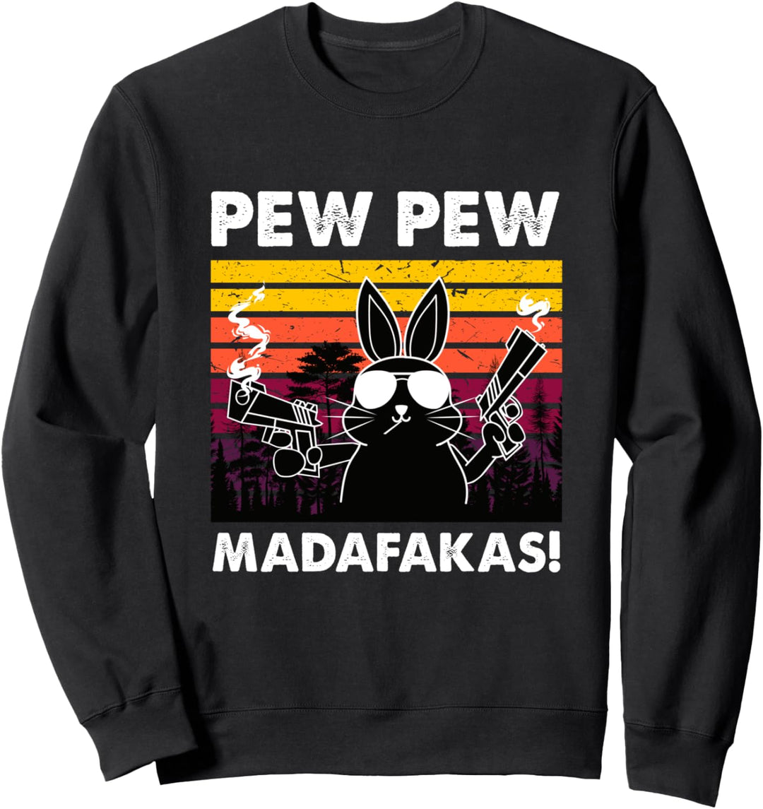 Pew Pew Madafakas Hase Damen Vintage Kaninchen Crazy Hasen Sweatshirt