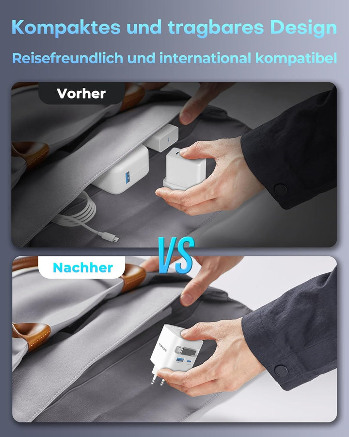 Einziehbares 65W USB C ladegerät mit Kabeln für Apple Watch, 4-Port GaN USB C Ladegerät Netzteil mit