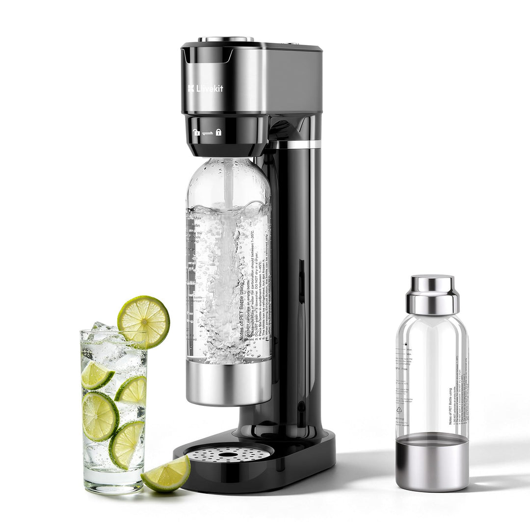LLIVEKIT Wassersprudler, mit 4 einstellbaren Sprudelstufen, inkl. 0,5 L und 1 L PET-Flaschen BPA-fre