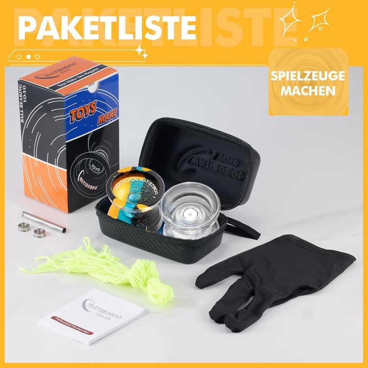 Watieoboo yoyo 2 Sets (Metall-JoJo + Kristall-JoJo), reaktives und Nicht reaktives JoJo, das Beste J