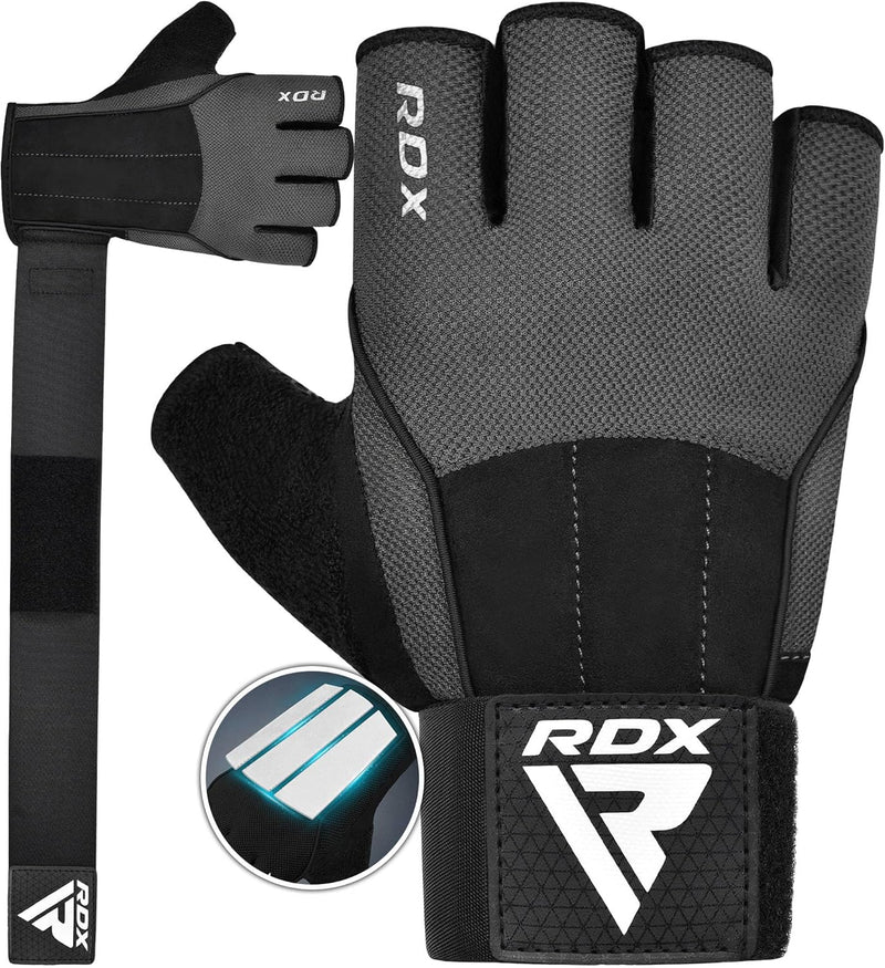 RDX Fitness Handschuhe, Trainingshandschuhe mit 3 Handgelenk-Stabilisierungsplatten, 15 Zoll Langer