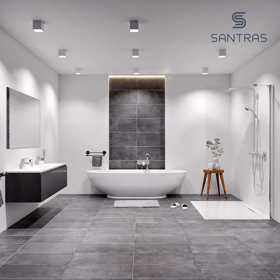 SANTRAS® Handbrause mit dreifach verstellbaren Duschkopf mit Wassersparer in Velourchrom – Brause mi