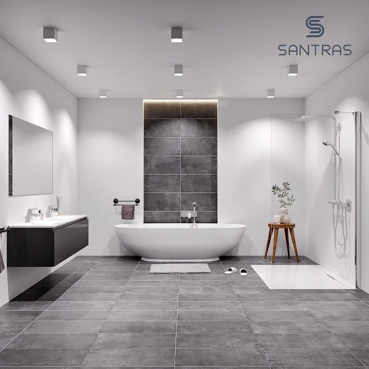 SANTRAS® Handbrause mit dreifach verstellbaren Duschkopf mit Wassersparer in Velourchrom – Brause mi