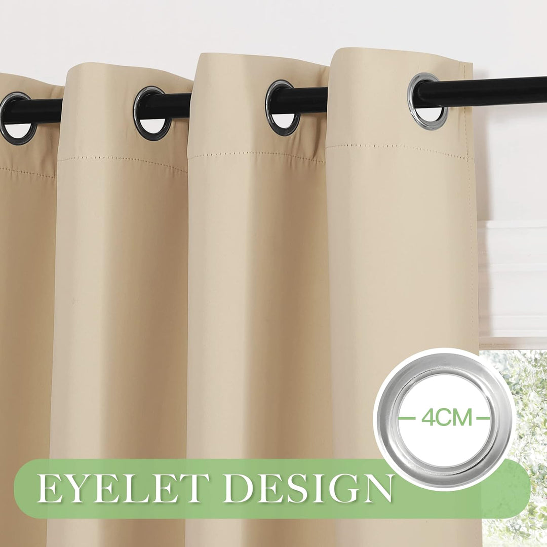 KGORGE Wohnzimmer Gardinen Beige 2er Set 175 x 140 cm(HxB) Gardinen Verdunkelung Thermogardine Kälte