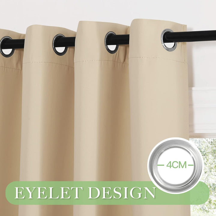 KGORGE Wohnzimmer Gardinen Beige 2er Set 175 x 140 cm(HxB) Gardinen Verdunkelung Thermogardine Kälte