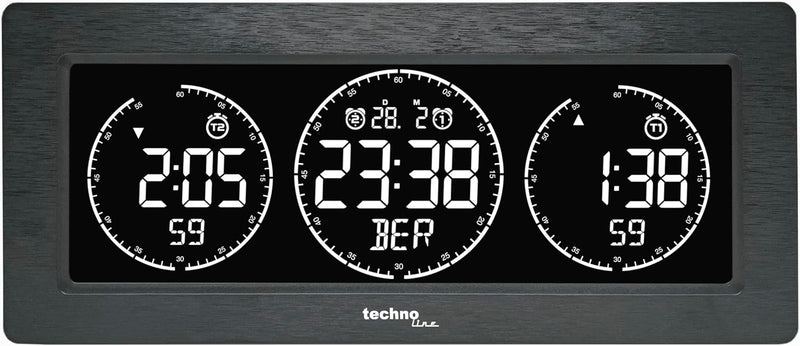 Technoline Digitale Weltzeituhr, 3 Zeitanzeigen, frei programmierbar (lassen Sie sich Ihren Wohnort