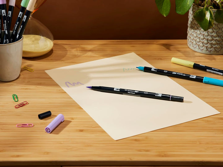 Tombow ABT-18P-5 Fasermaler Dual Brush Pen mit zwei Spitzen 18er Set, pastellfarben