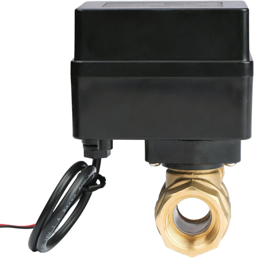 Motorisierter Kugelhahn – 1/2" Messing-Kugelhahn mit Standardanschluss, 9–36 V AC/DC, 2-Draht-Auto-R
