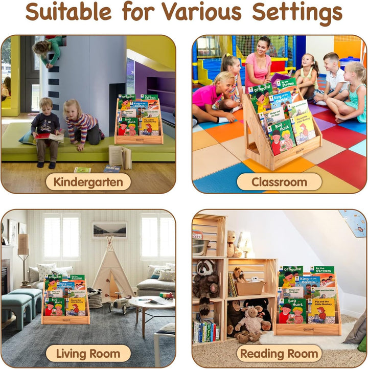 5-stöckiges Bücherregal Kinderzimmer für Kindergarten/Klassenzimmer, Montessori Bücherregal und Spie