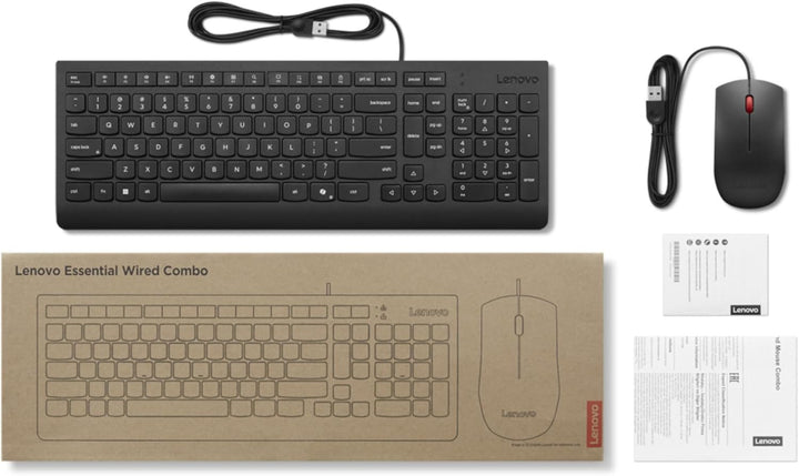 Lenovo Essential Wired Combo - Tastatur-und-Maus-Set - 2,5-Zonen-Layout - USB - QWERTZ - Deutsch - S