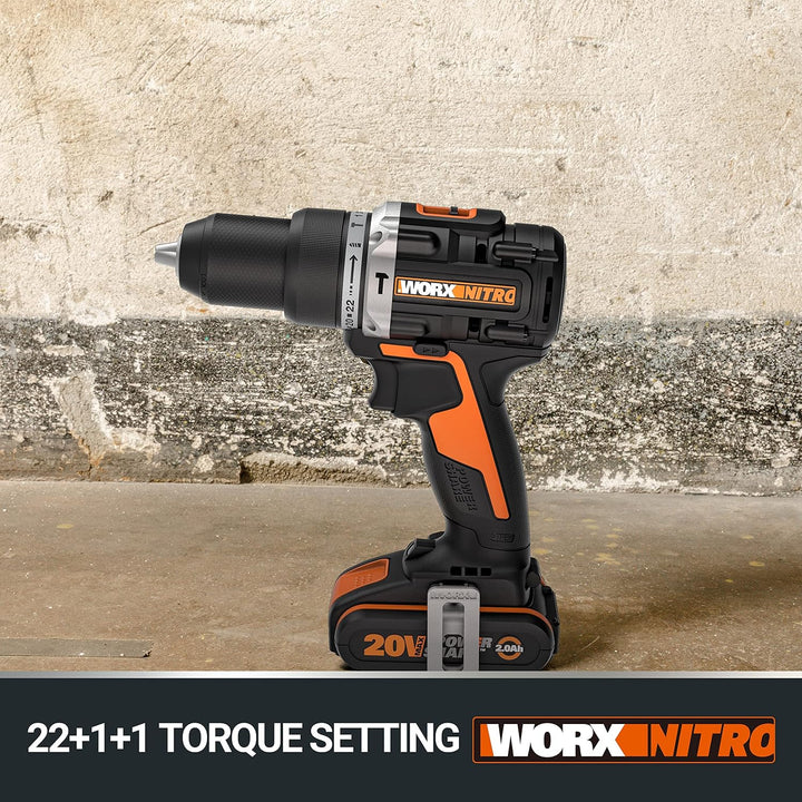 WORX NITRO 18V(20V MAX) Akku-Schlagbohrmaschine WX352.4, PowerShare, bürstenloser Motor, 60Nm, varia