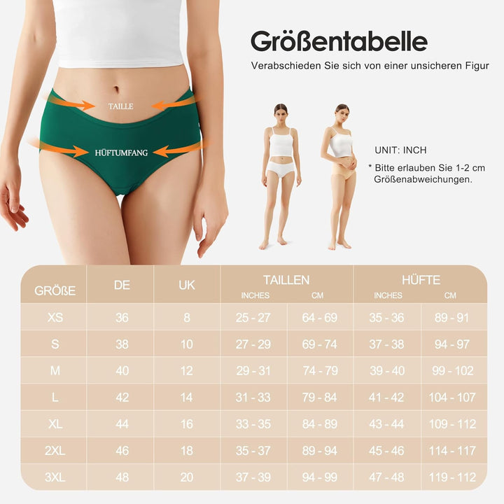 Unterhosen Damen Unterwäsche 6er Pack Baumwolle Slips Mittel Taille Panties M 6*mehrfarbig-5, M 6*me