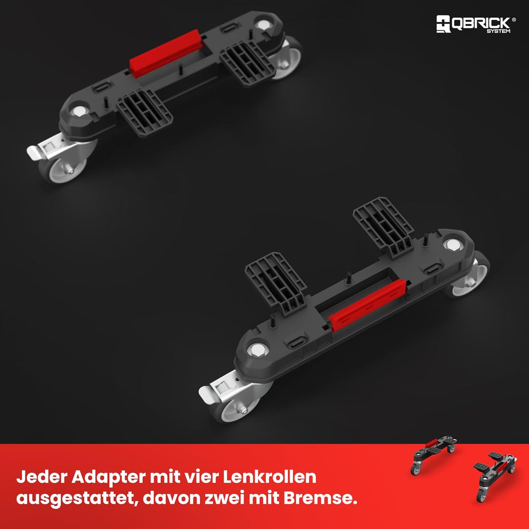 Qbrick System Prime Mobile Adapter Rollbarer Adapter Satz Transportrollen Werkstatt Schwarz