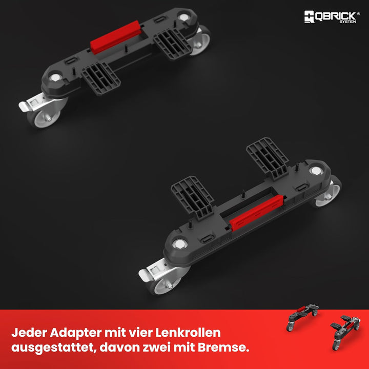 Qbrick System Prime Mobile Adapter Rollbarer Adapter Satz Transportrollen Werkstatt Schwarz