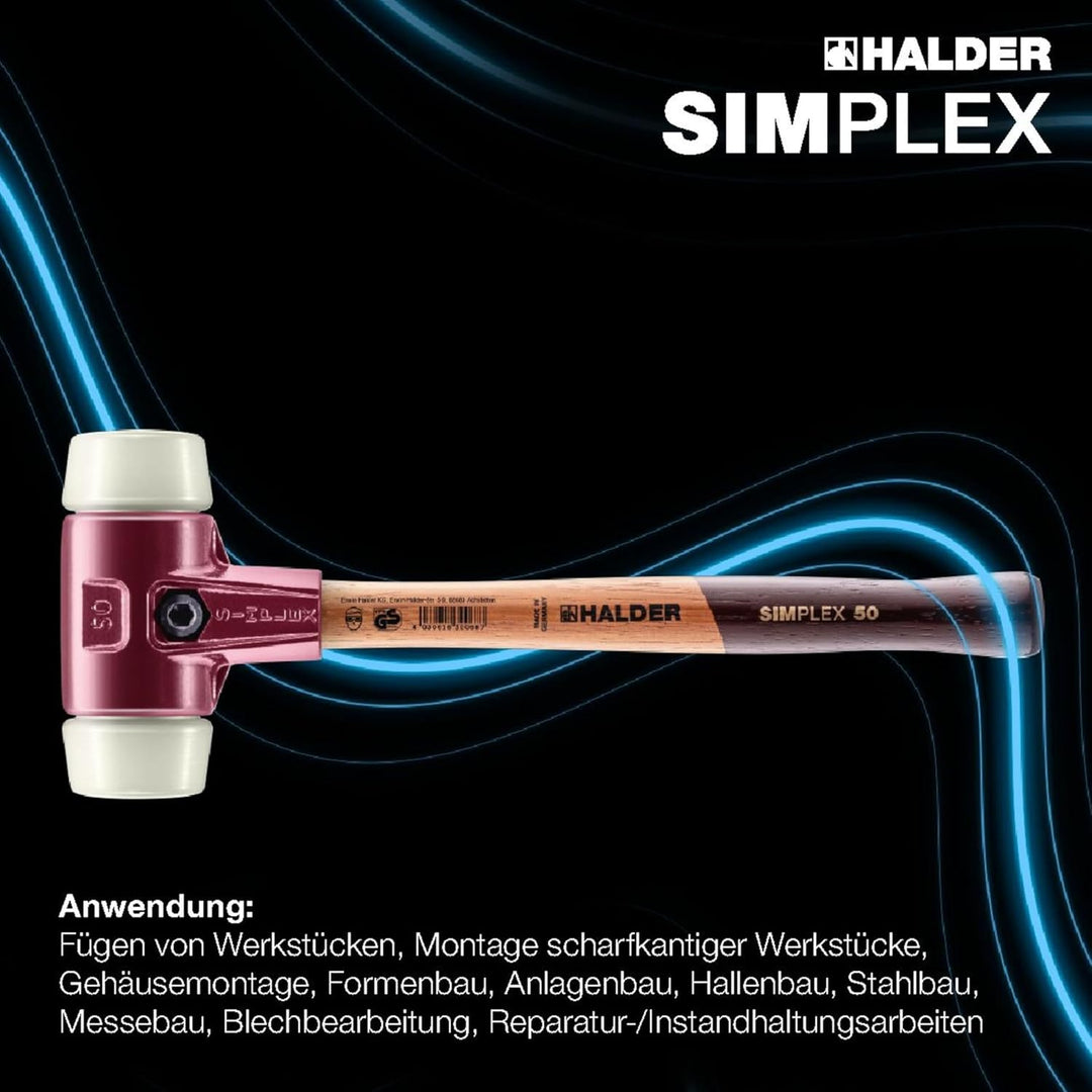 SIMPLEX-Schonhammer, Nylon; mit Tempergussgehäuse und hochwertigem Holzstiel | D=60 mm | 3008.060 Ø=