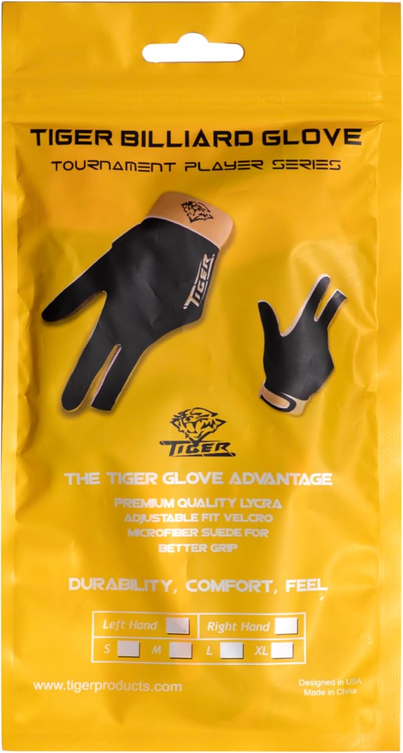 Tiger Billardhandschuh für linke Hand, S Schwarz/orange