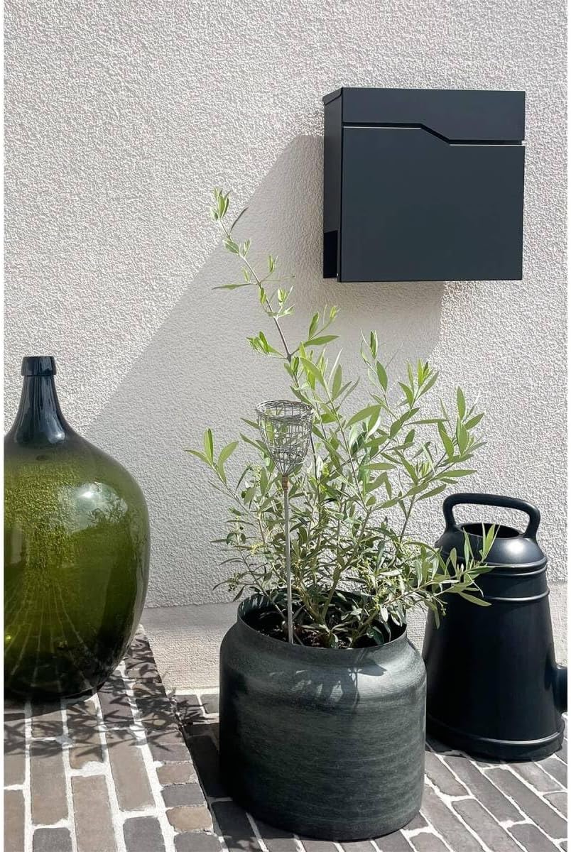 Metzler Briefkasten pulverbeschichtet in Anthrazit RAL7016 - Wandbriefkasten mit Zeitungsfach - Post