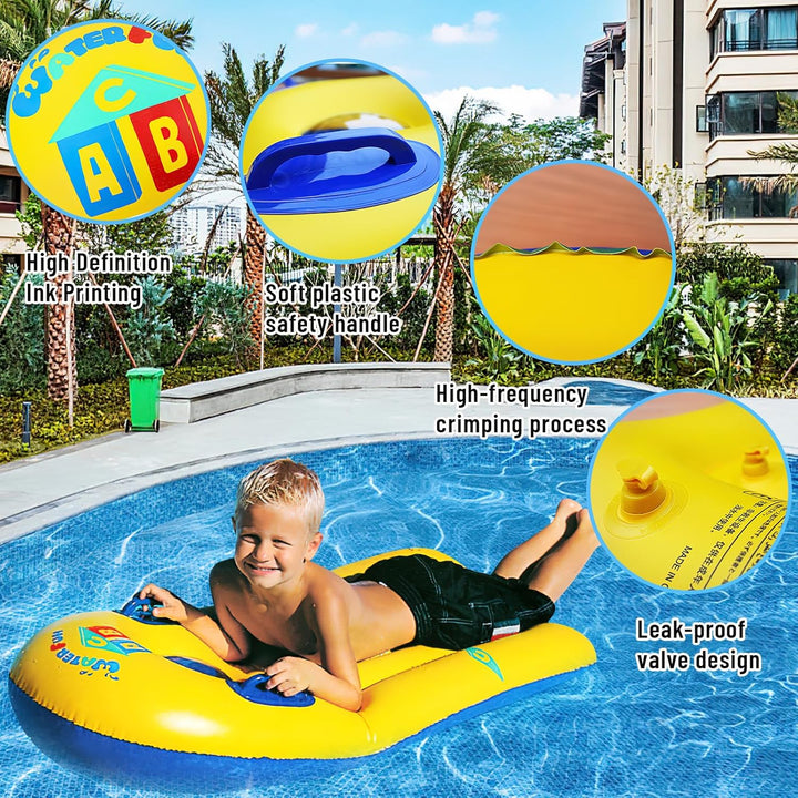 Schwimmbrett Bodyboard Aufblasbar, dellyy 110 x 48cm Surfbrett Bodyboard mit Griffen, Schwimmhilfe A