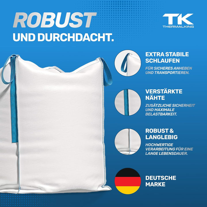 TK THERMALKING Big Bag - Säcke für Bauschutt, Holz, Gartenabfall, Sand - Bauschuttsäcke 90x90x90 cm,