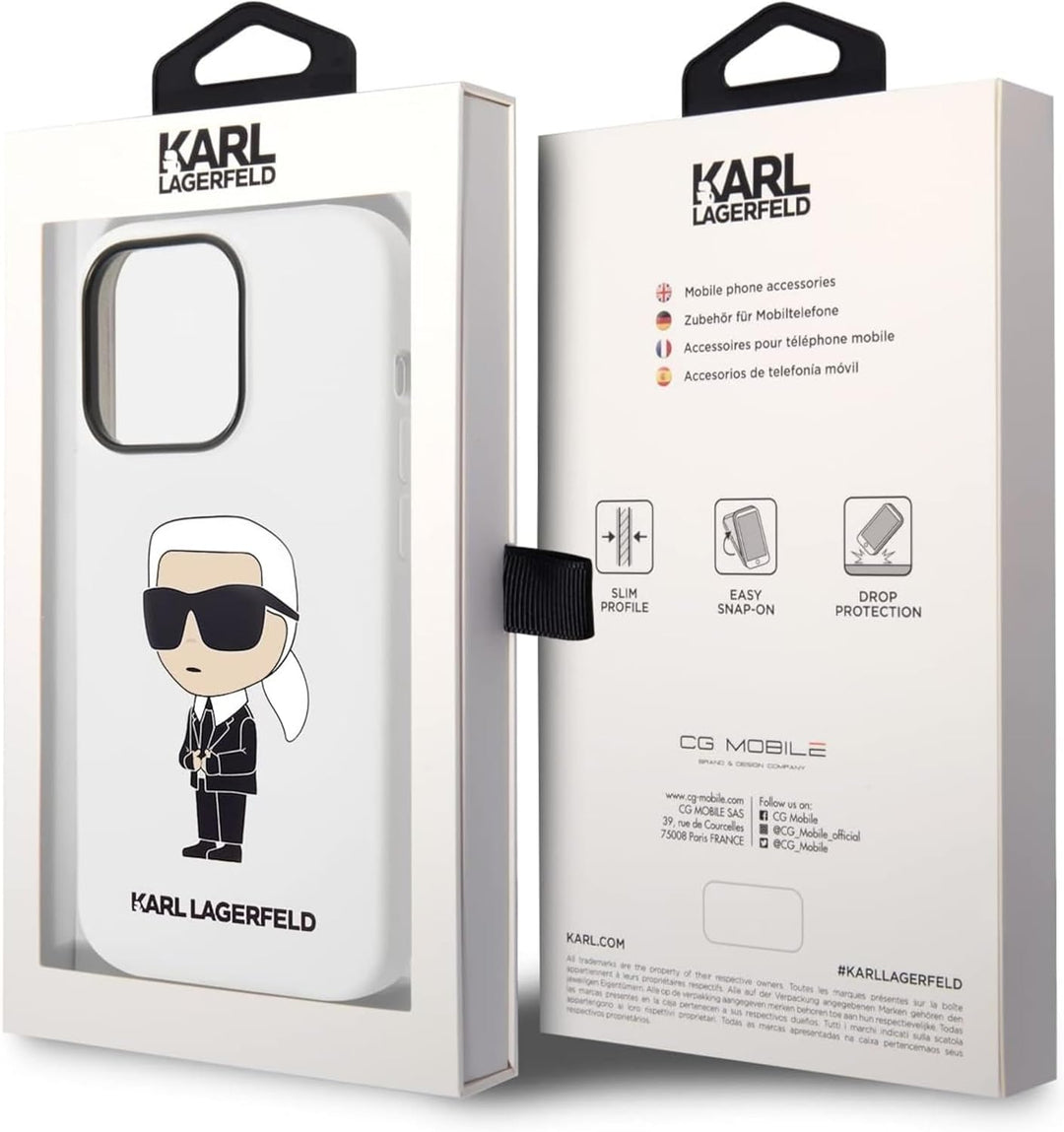 Karl Lagerfeld KLHCP14XSNIKBCH Hülle für iPhone 14 Pro Max 6,7" hardcase Weiss Silicone Ikonik Black