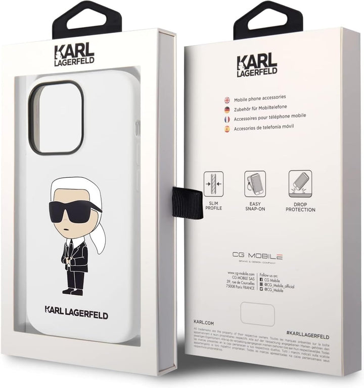 Karl Lagerfeld KLHCP14XSNIKBCH Hülle für iPhone 14 Pro Max 6,7" hardcase Weiss Silicone Ikonik Black