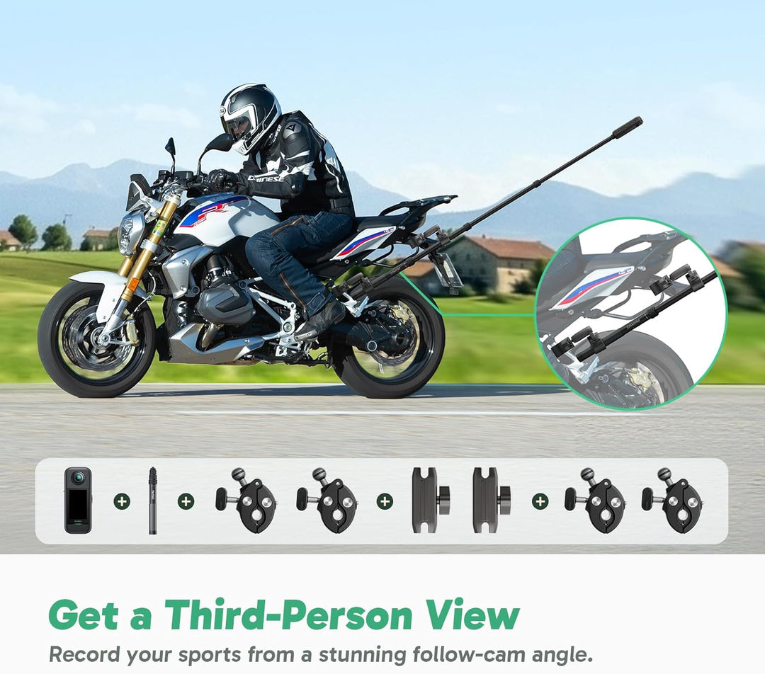 AKASO 360° Action Cam Motor-Set - 5.7K 72MP 360 Grad Actionkamera mit 128GB Speicherkarte Duale 1/2"
