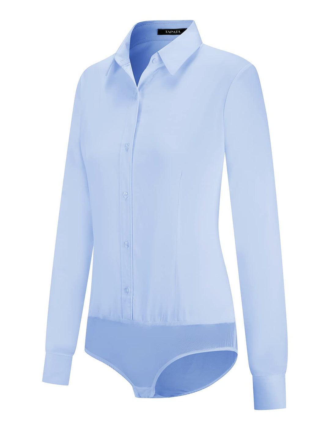 Tapata Damen-Bodysuit-Bluse mit Knöpfen, einteilig, langärmlig, solides Büroarbeitshemd, lässige Obe