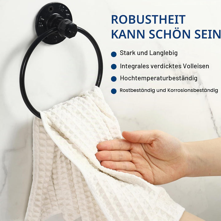 Retro one Industrieller Handtuchring, rustikaler Rohr, Handtuchhalter, Wandmontage, für Badezimmer