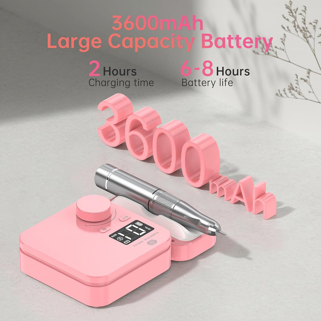 Elektrische Nagelfeile 35000RPM Super Leise Wiederaufladbare Nagelbohrer | CHRISTINE SHELLY Tragbare
