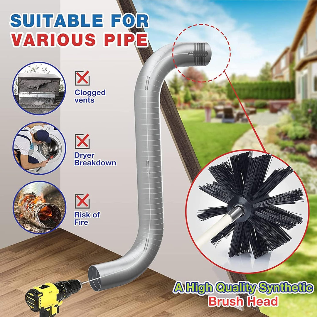 Kaminbürste Stange Set, Durchmesser 150mm, Kaminbürste enthält 9 Flexible Stangen 410mm und 2 Bürste