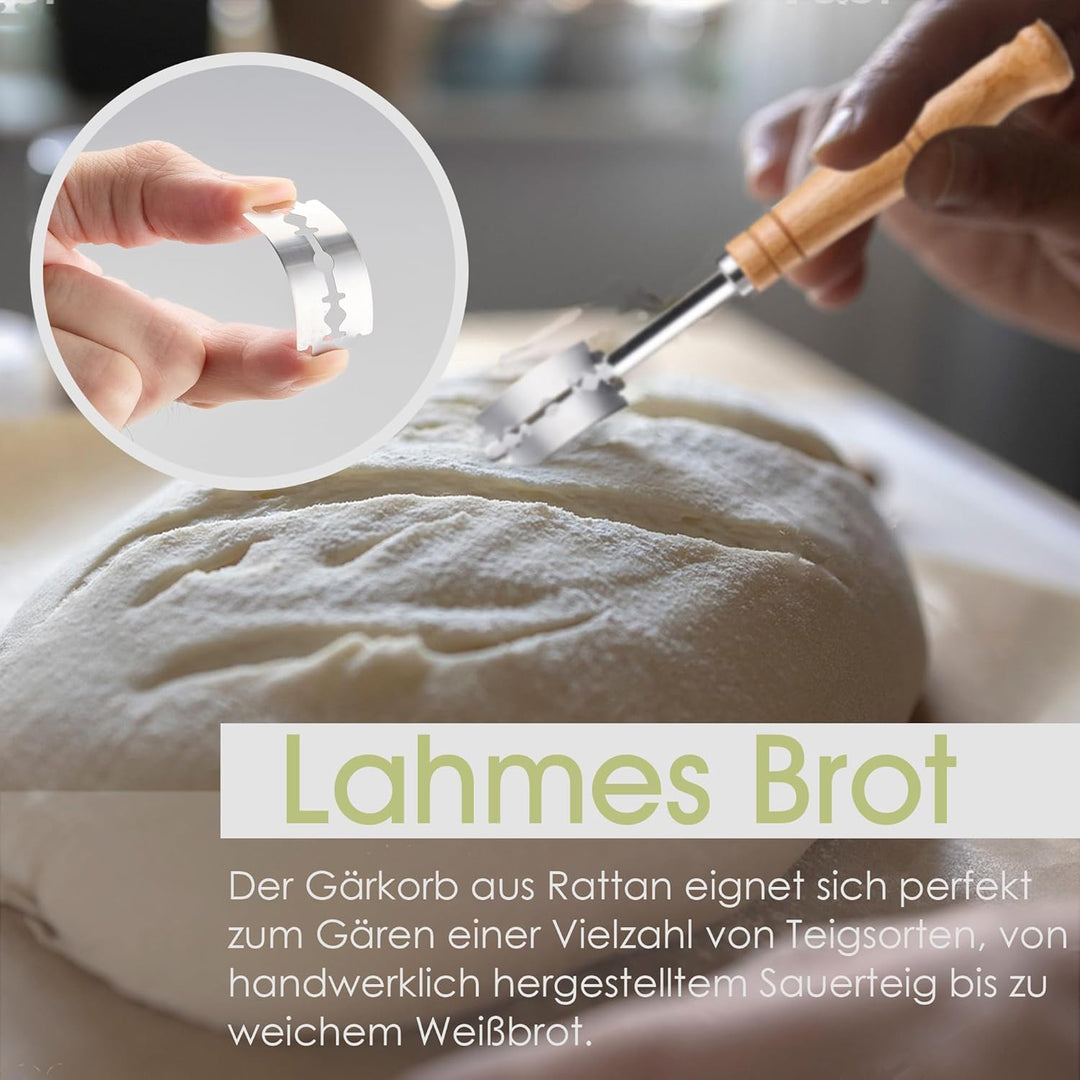 Herogo Gärkörbchen Set, 6-teilig Gärkorb Brot zum Brotbacken, 23cm Rund & 25cm Oval Gärkörbchen für