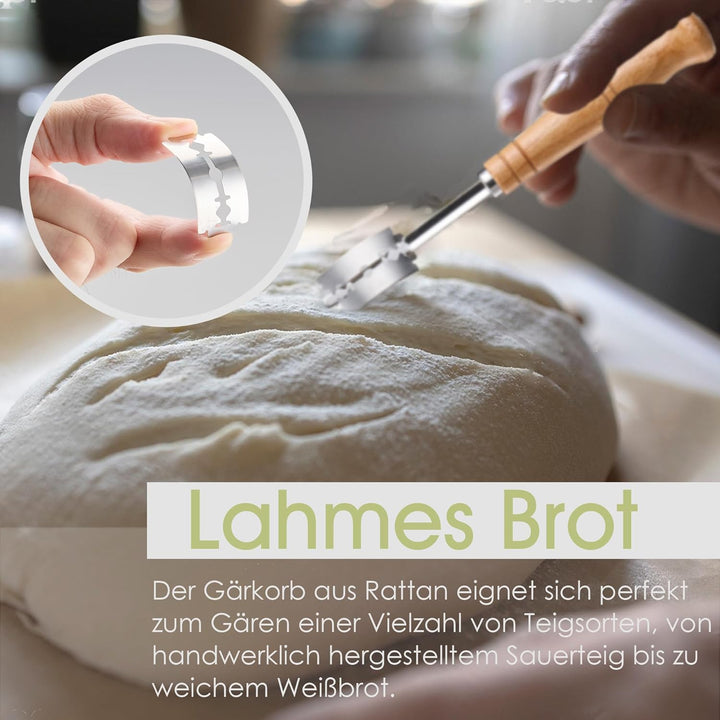 Herogo Gärkörbchen Set, 6-teilig Gärkorb Brot zum Brotbacken, 23cm Rund & 25cm Oval Gärkörbchen für