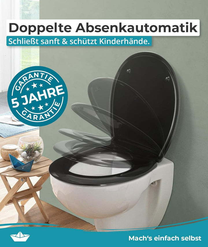 Calmwaters® Premium WC Sitz einfache Montage, Toilettendeckel bis 250 kg, Made in EU, antibakteriell