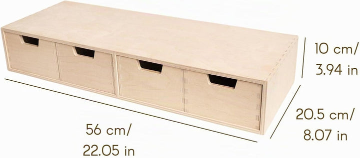 Creative Deco Schubladenbox Schubladenelement 4 Schubladen | 56x20,5x10 cm | (+/- 1 cm) | Mini-Kommo