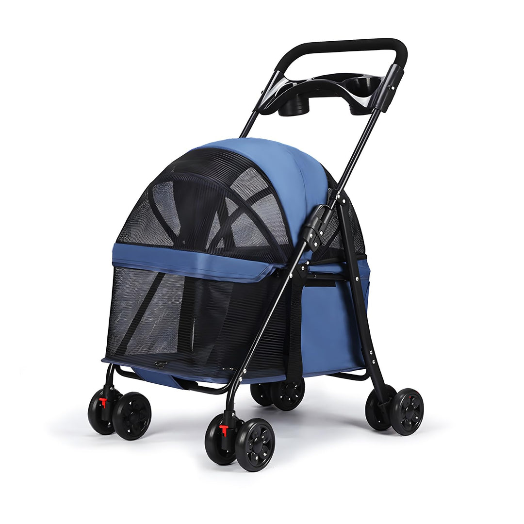 Meideli 4 Räder Hundekatzen Kinderwagen, Haustier im Freien für Reiseber Navy blau, Navy Blau