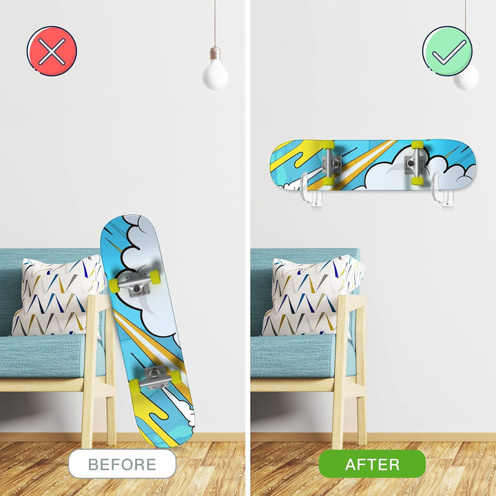 BiJun Skateboard- und Snowboard-Wandhalterung - Acryl, Horizontale Halterung, Aufbewahrung, Aufhänge