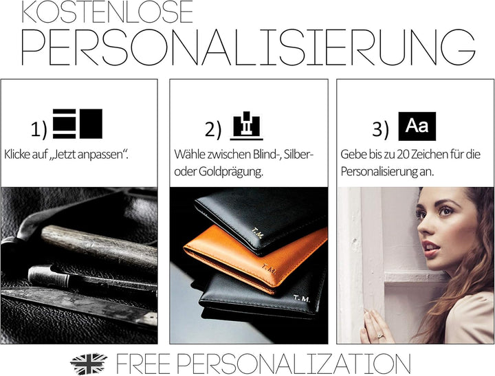 DELMON VARONE - Personalisierbare Tablet Schreibmappe DIN A4 aus Premium Soft Grain Leder schwarz, O