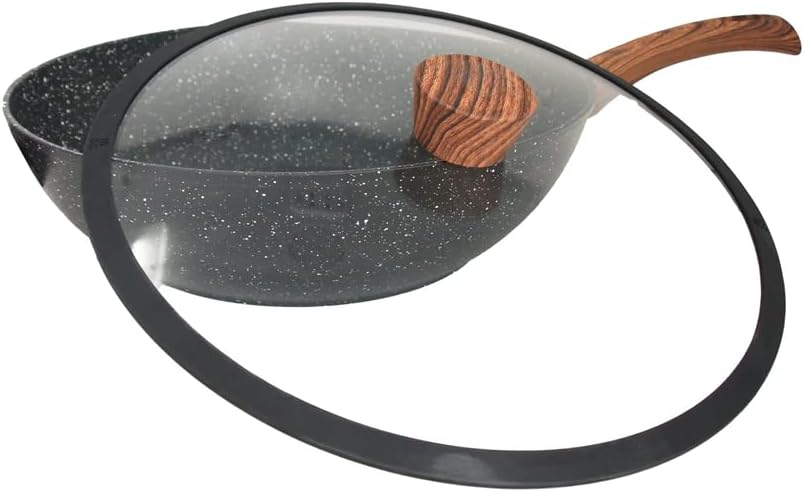 Westinghouse Wood Marble Wokpfanne 30cm, 3lagige Marmor-Antihaftbeschichtung, aus geschmiedetem Alum
