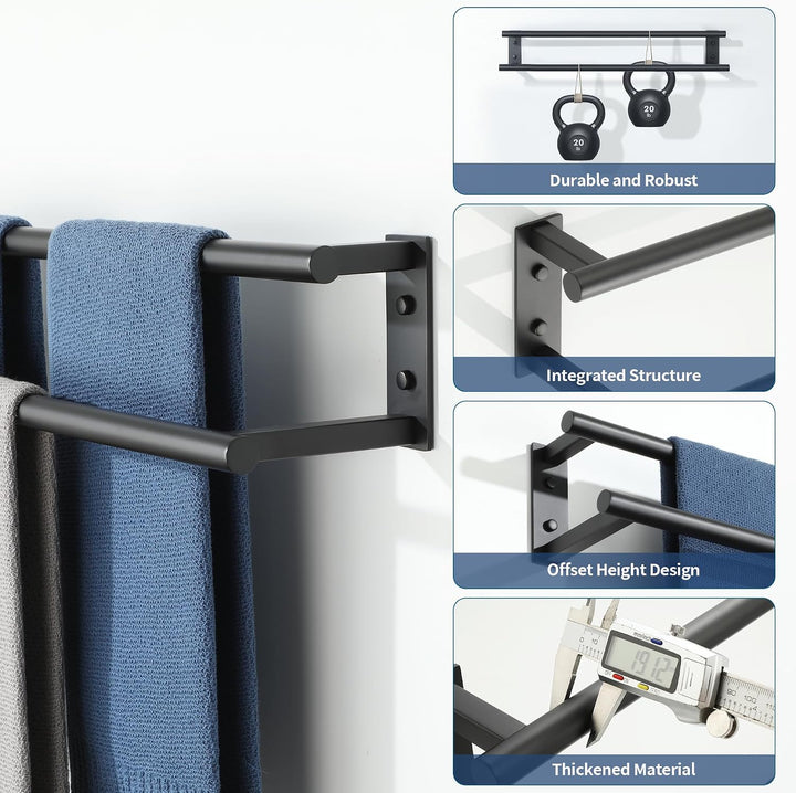 80CM Handtuchhalter Wand, SUS304 Edelstahl Doppelter Gästehandtuchhalter,Handtuchhalter Schwarz Rost