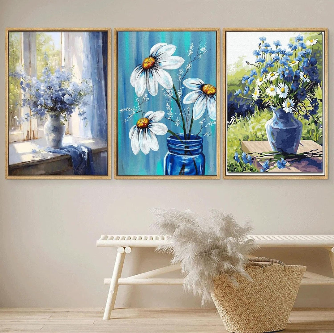 JATOK 3 Stück Malen Nach Zahlen Erwachsene, DIY Blumen Gemälde für Anfänger, Handgemalt Ölgemälde Le
