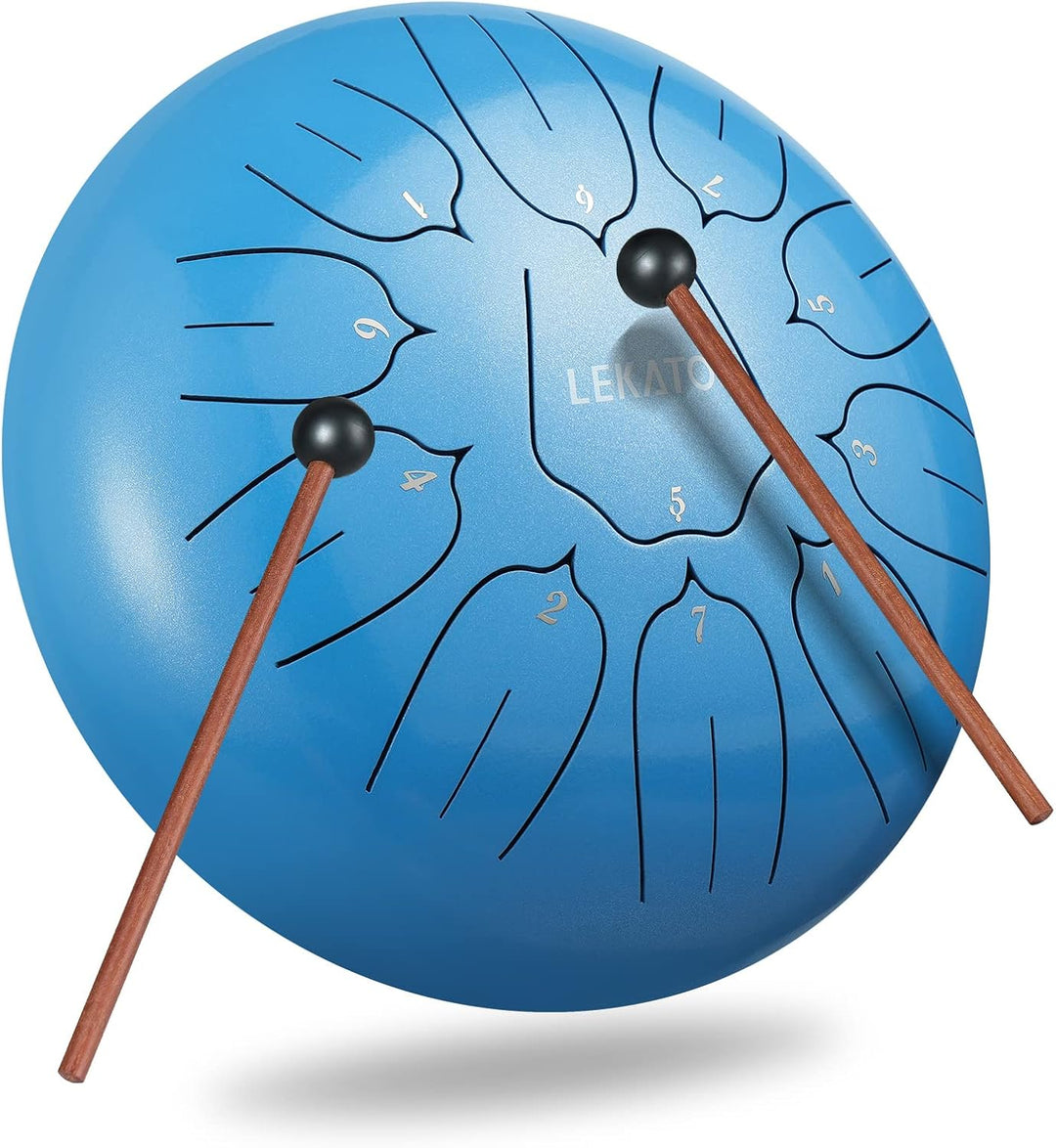 LEKATO Stahlzungentrommel, Stahllegierung, 11 Töne, D-Dur, Zen-Trommel für Anfänger, Percussion-Inst