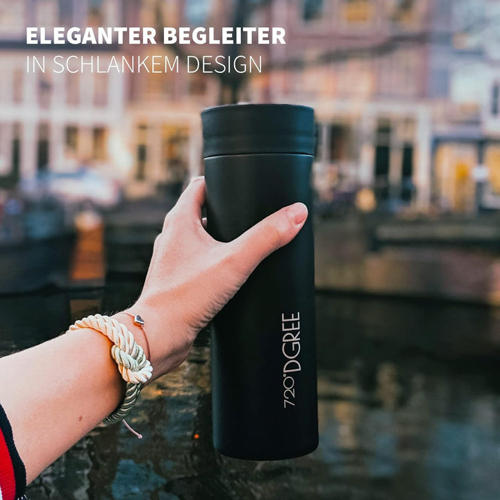 720°DGREE Premium Thermobecher “PleasureToGo” - 450ml, BPA-Frei, Auslaufsicher - Schlanker Edelstahl