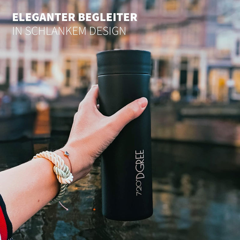 720°DGREE Premium Thermobecher “PleasureToGo” - 450ml, BPA-Frei, Auslaufsicher - Schlanker Edelstahl