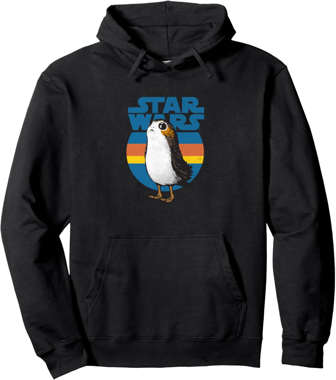 Star Wars Last Jedi Porg Retro Stripes Logo Pullover Hoodie