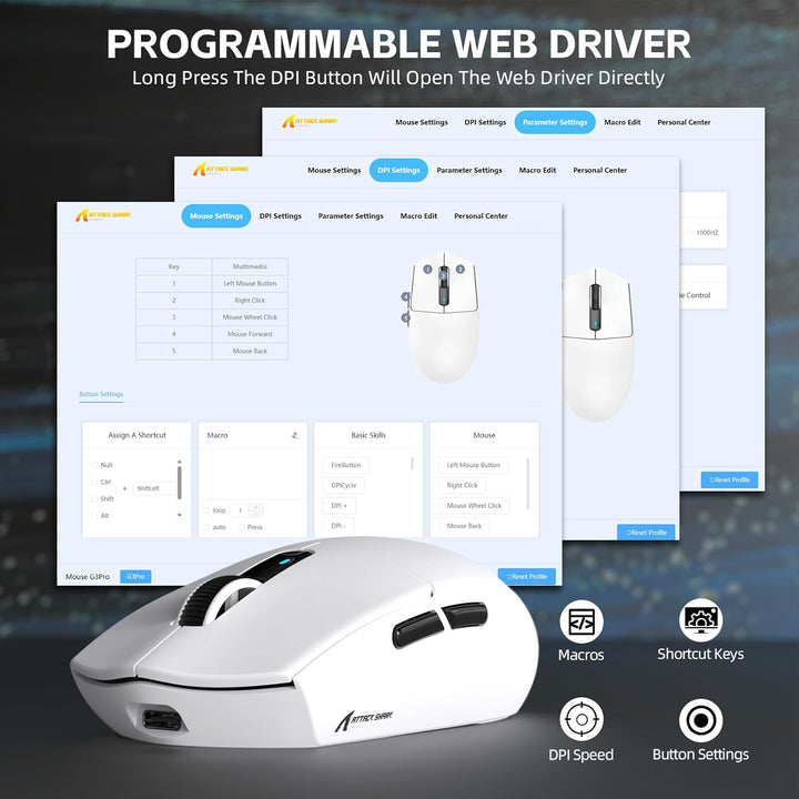 ATTACK SHARK G3PRO Kabellose Gaming-Maus mit Magnetischer Ladestation, PixArt PAW3311-Sensor, Bis zu