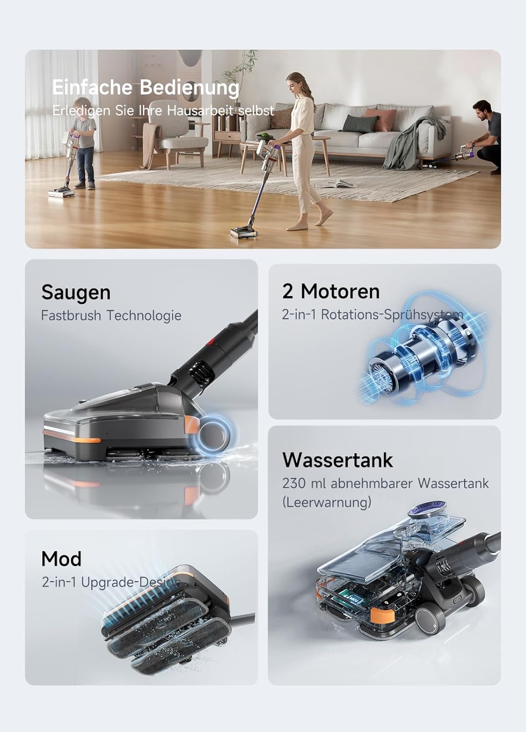 2026 Upgradierter Wischaufsatz für Dyson V7/ V8/ V10/ V11/ V15/ Gen5, 3-in-1 Ersatzteil für Staubsau
